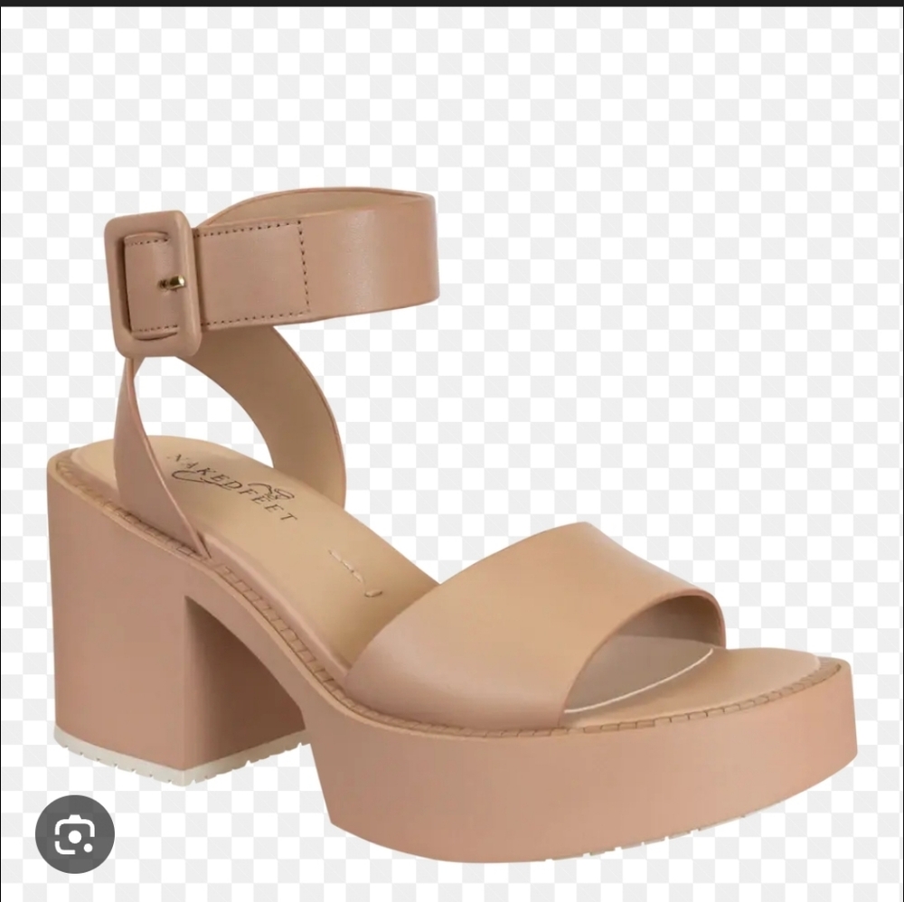 Naked Feet Iconoclast Nude Block Heel Sandals